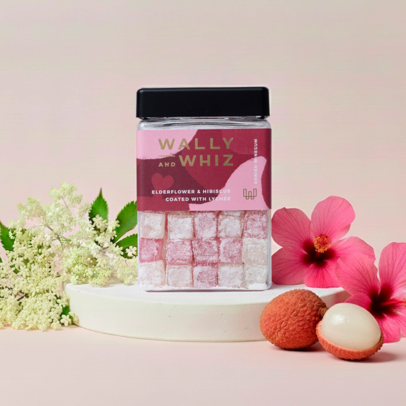 WALLY &amp; WHIZ - HYLDEBLOMST &amp; HIBISCUS MED LITCHI, 240 G.