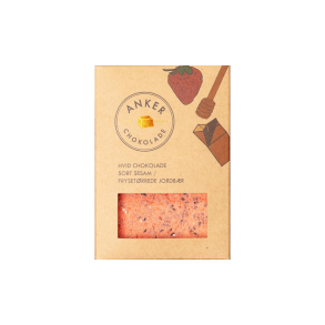 ANKERS PLADER - HVID CHOKOLADE / SORT SESAM / FRYSET�RREDE JORDB�R