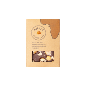 ANKERS PLADER - S�O TOM� 66% M�RK CHOKOLADE / MACADAMIAN�DDER / FLAGESALT