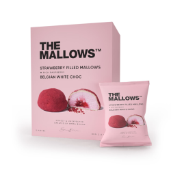 STRAWBERRY FILLED MALLOWS - RICH RASPBERRY &amp; BELGIAN WHITE CHOC 