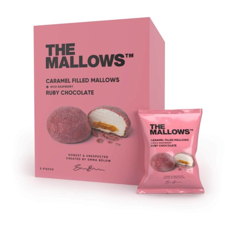 THE MALLOWS - CARAMEL FILLED MALLOWS RUBY CHOCOLATE + RICH RASPBERRY 